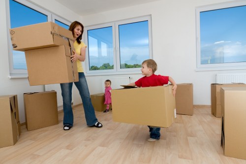 Organized moving day checklist and packed boxes