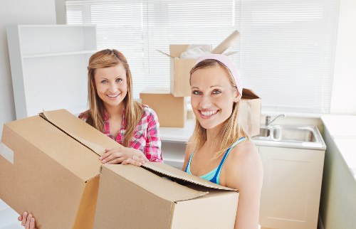 Careful handling of packed boxes and household items